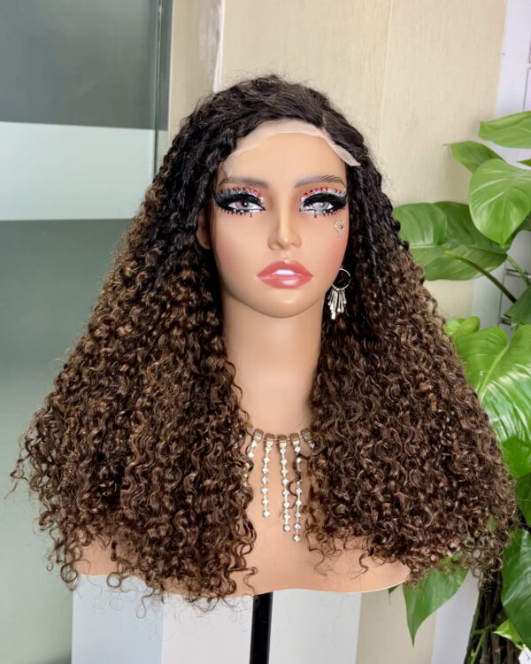 Ombre 5x5 Glueless Double Drawn Pissy Curl Transparent Lace Closure Wig - Image 2